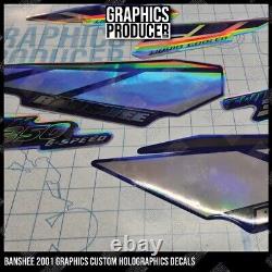 2001 Yamaha Banshee 350 HOLOGRAPHIC Decals Blue HIGH TECH THIN GRAPHICS NEW