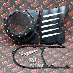 Billet aluminum stator cover clear window + 2 inserts for Yamaha Banshee BLACK