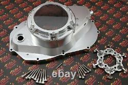 CLUTCH COVER + LOCK UP KIT Billet aluminum Yamaha Banshee clear window SILVER