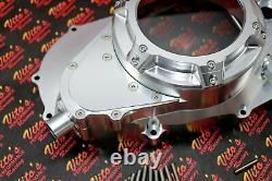 CLUTCH COVER + LOCK UP KIT Billet aluminum Yamaha Banshee clear window SILVER