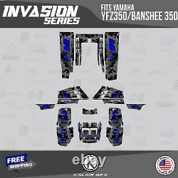 Graphics Kit for YAMAHA Banshee 350 Graphics Kit 16 MIL Invasion Series- Blue