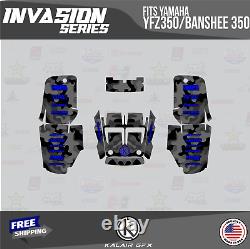 Graphics Kit for YAMAHA Banshee 350 Graphics Kit 16 MIL Invasion Series- Blue