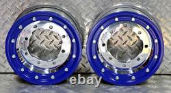 Honda Yamaha Banshee Raptor Yfz Trx Beadlocks Atv Front Rear Polished Blue