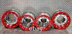 Honda Yamaha Banshee Raptor Yfz Trx Beadlocks Atv Front Rear Polished Red