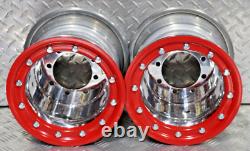 Honda Yamaha Banshee Raptor Yfz Trx Beadlocks Atv Front Rear Polished Red
