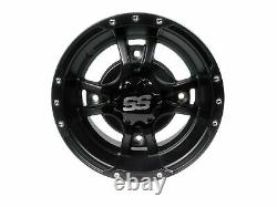 ITP SS112 Front & Rear Wheels Black 10x5 9x8 for Yamaha Banshee 4 Pack