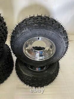 Itp Holeshot Tires Dwt Polished Rims Front/rear Yamaha Yfz450 Banshee Raptor