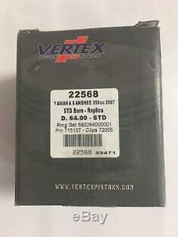 New Set Of Vertex Piston Kit Yamaha Banshee 350 1987-2006 D. 64.0 Bore #22568