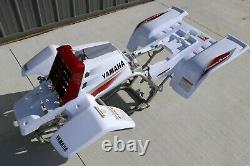 Yamaha Banshee fenders + gas tank plastic grill graphics WHITE CHERRY RED 2004