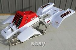 Yamaha Banshee fenders + gas tank plastic + grill + graphics WHITE & RED 1987