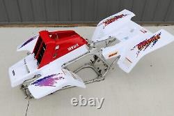 Yamaha Banshee fenders + gas tank plastic + grill + graphics WHITE + RED 1996